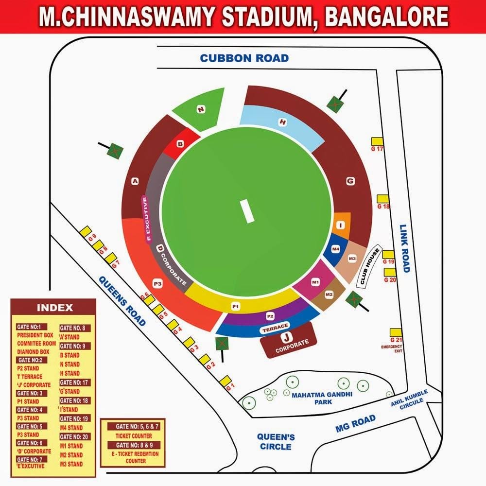 Бангалор chinnaswamy стадион мапа