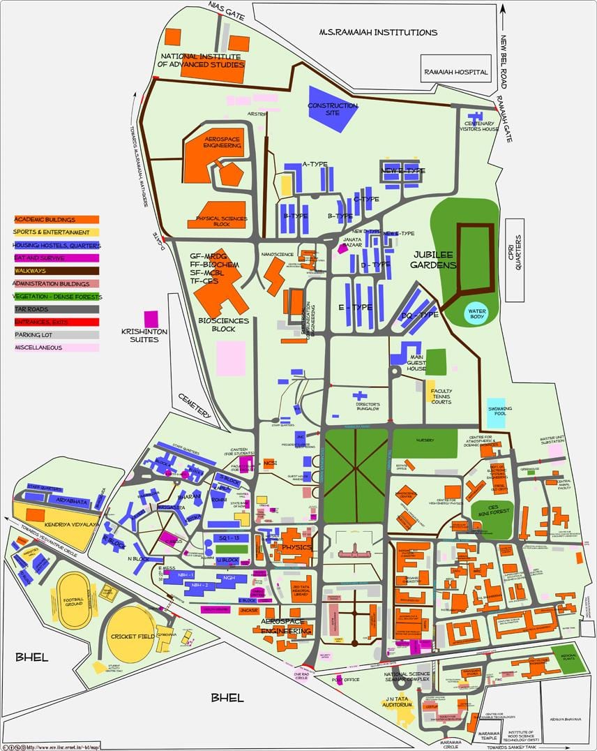 карта на IISC Бангалор