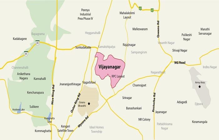 карта на Vijayanagar Бангалор